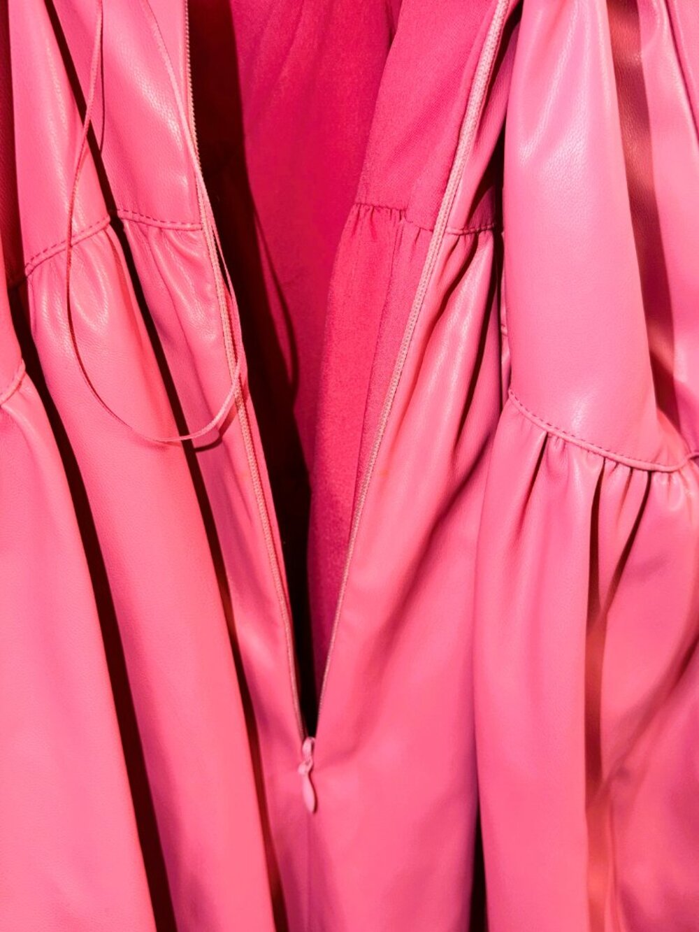 NWT Women's Fate Curve Pink Long Maxi Faux Leather Tiered Dress Size 3X - Picture 12 of 15